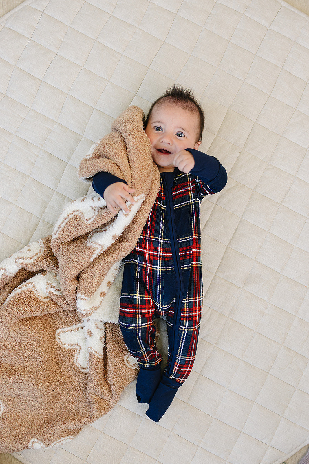 Christmas Plaid Bamboo Zipper Romper