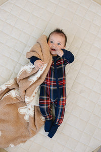Christmas Plaid Bamboo Zipper Romper