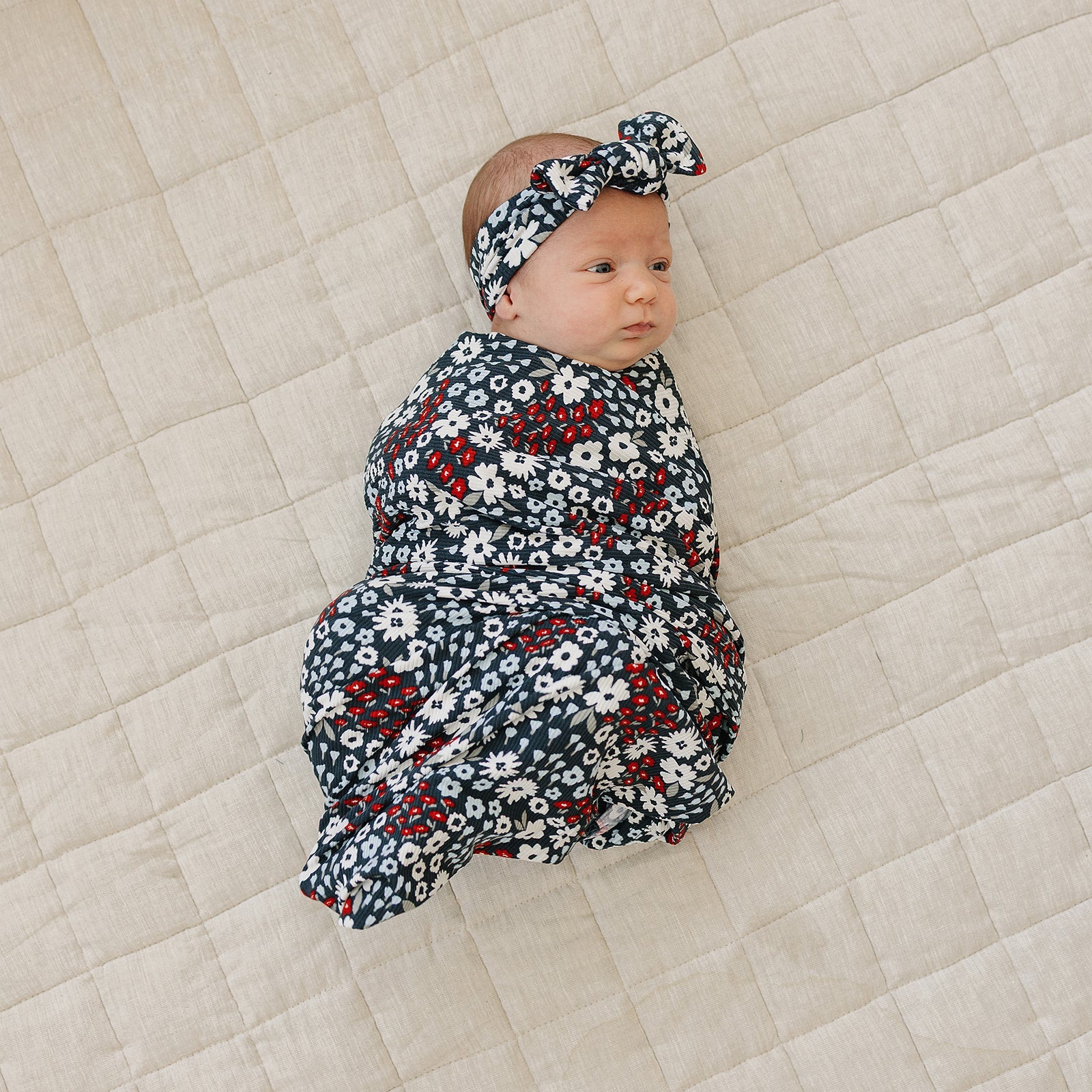 Americana Floral Ribbed Bamboo Stretch Swaddle Blanket