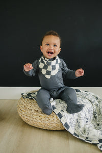 Charcoal Checkered Bib