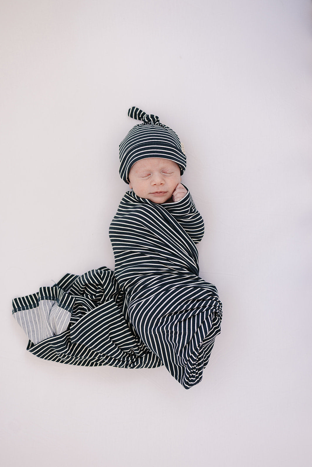 Navy Stripes Ribbed Bamboo Stretch Swaddle Blanket