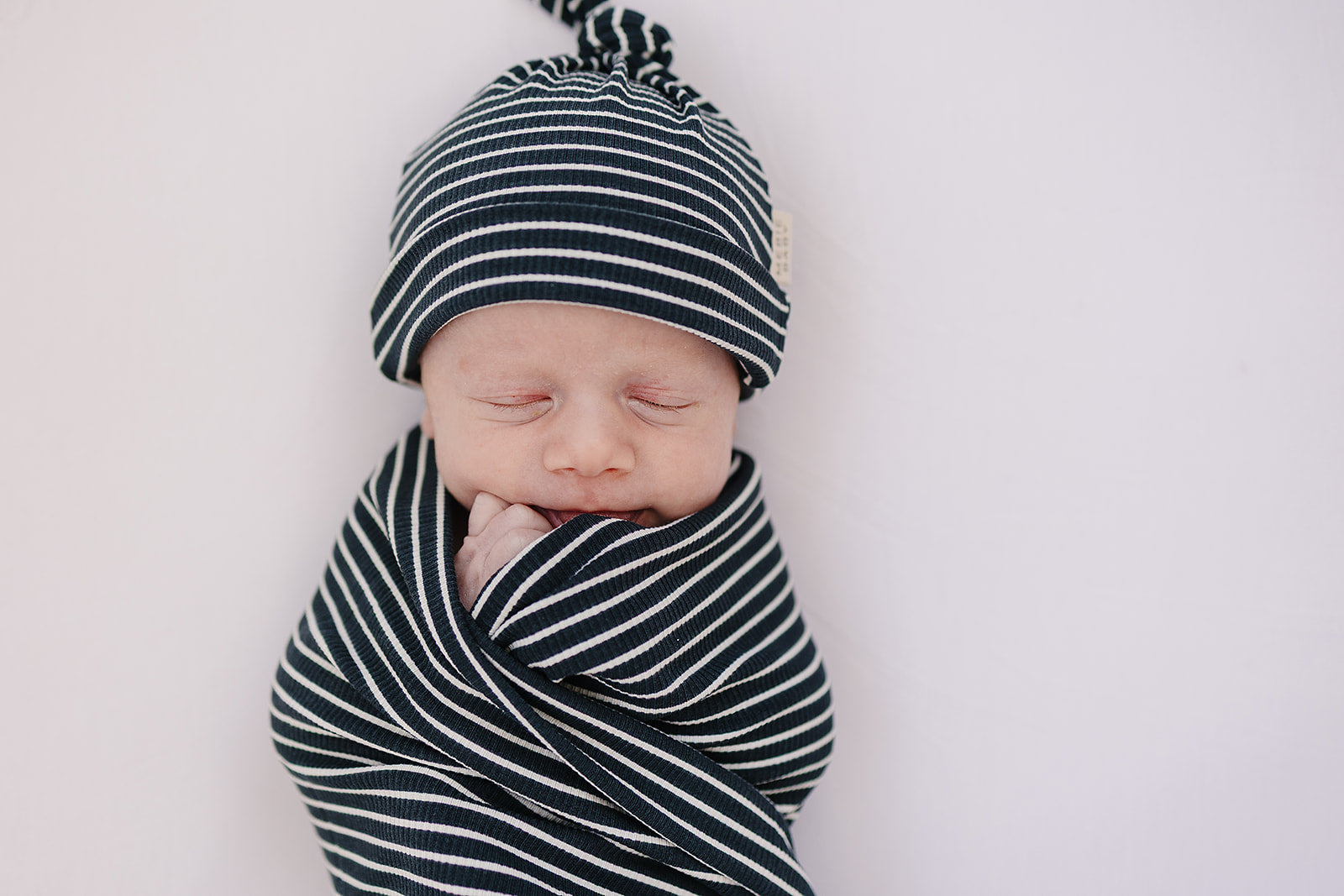 Navy Stripes Ribbed Bamboo Stretch Swaddle Blanket