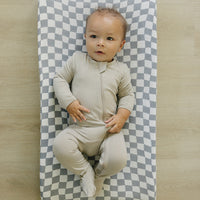 Dusty Blue Wavy Checkered Muslin Changing Pad Cover