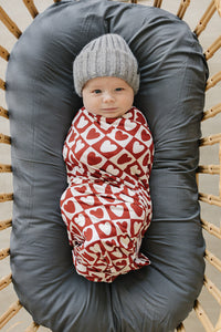 Checkered Hearts Bamboo Stretch Swaddle Blanket