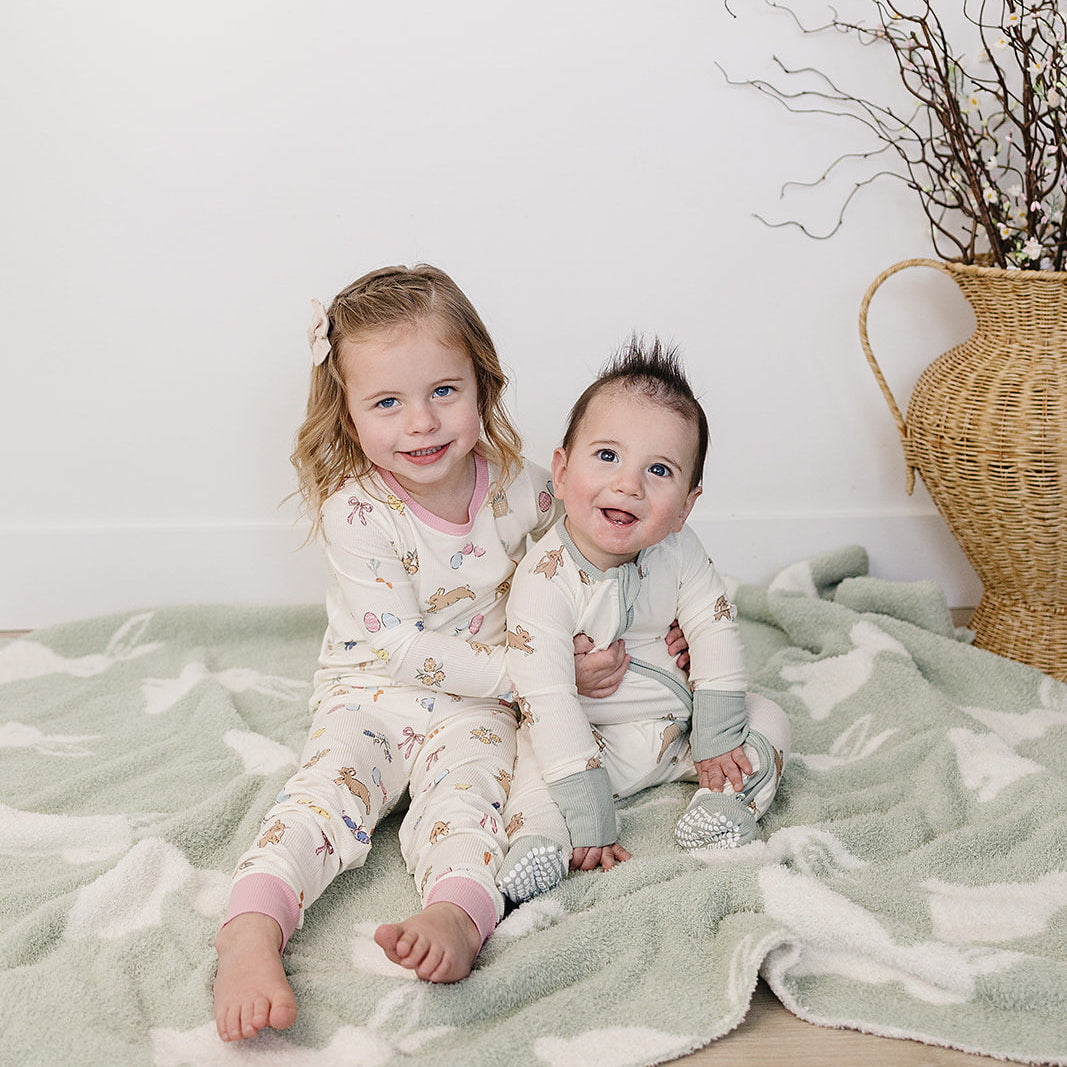 Pink Bunny Ribbed Bamboo Cozy Set