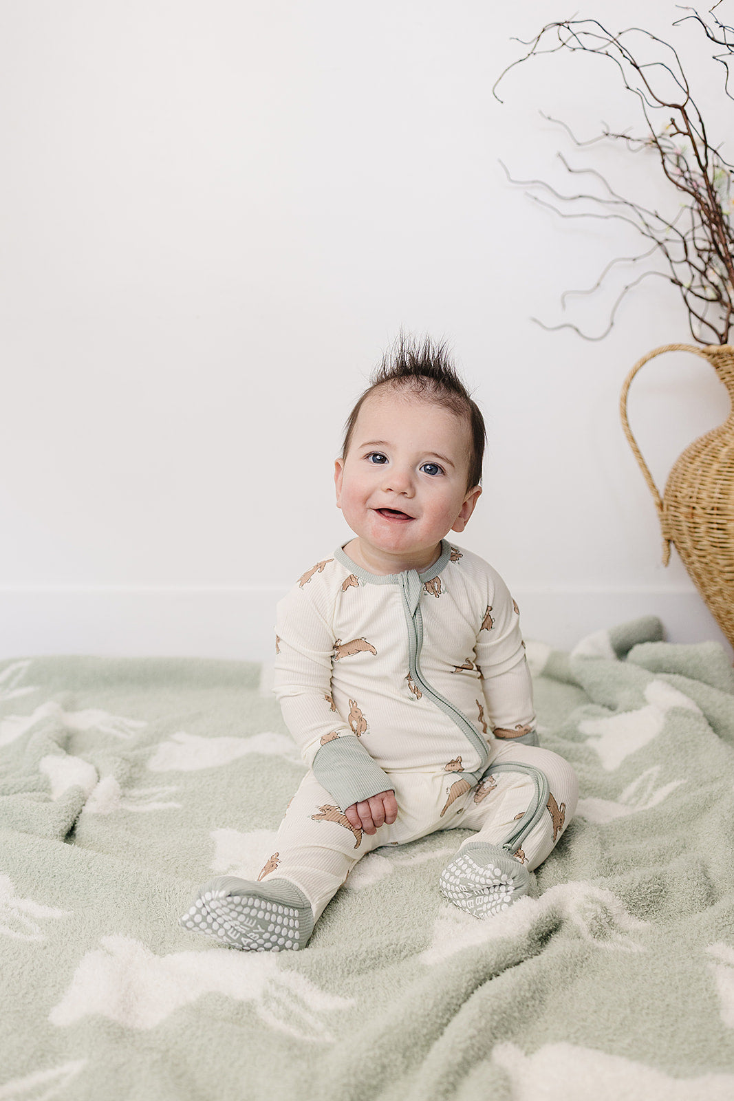 Bunny Ribbed Bamboo Zipper Romper