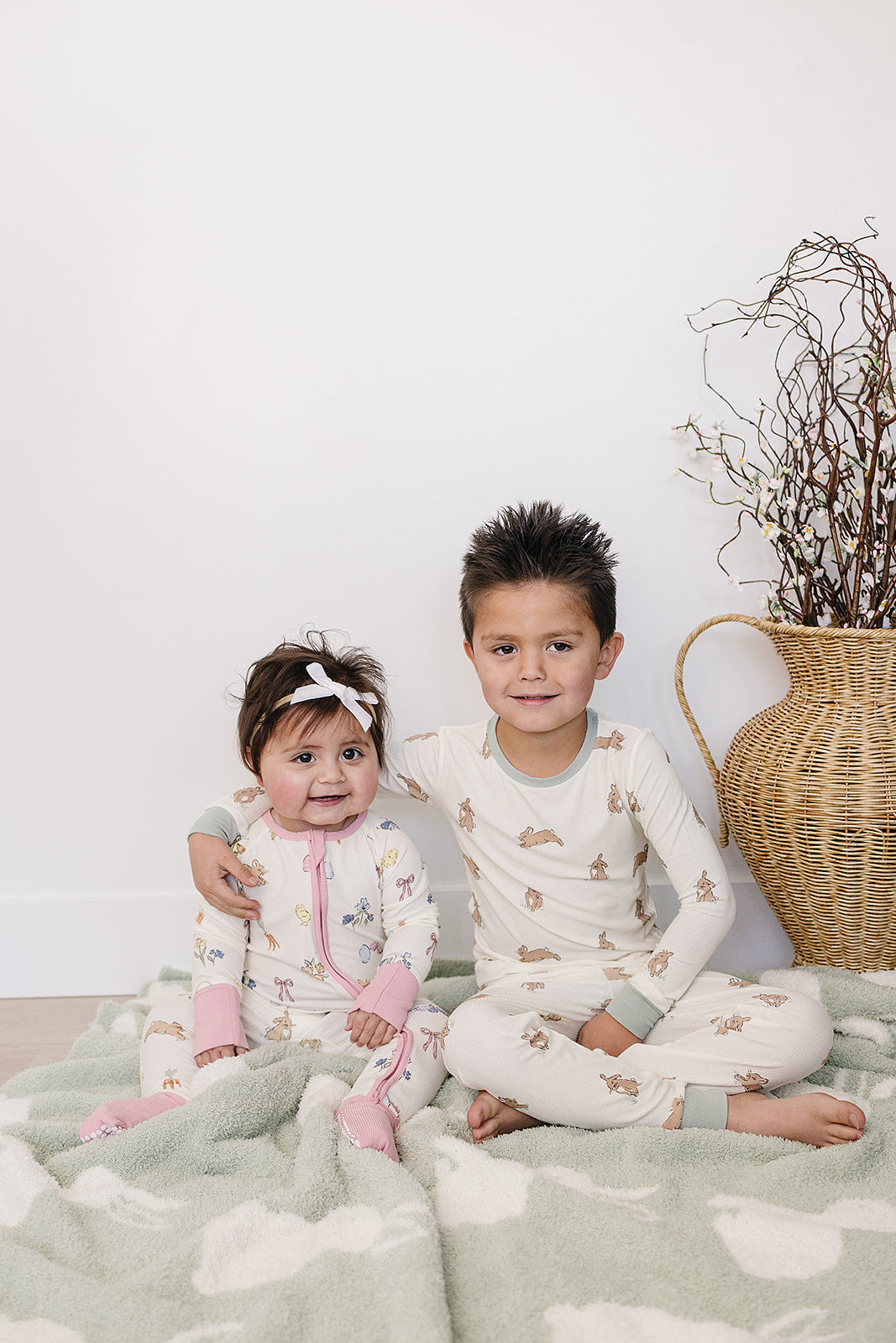 Pink Bunny Ribbed Bamboo Zipper Romper