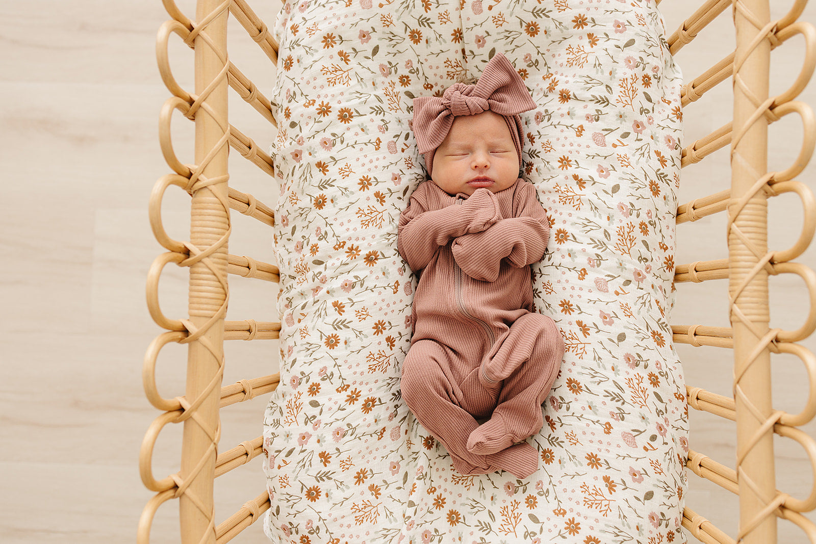 Dusty Rose Organic Cotton Ribbed Zipper Pajamas