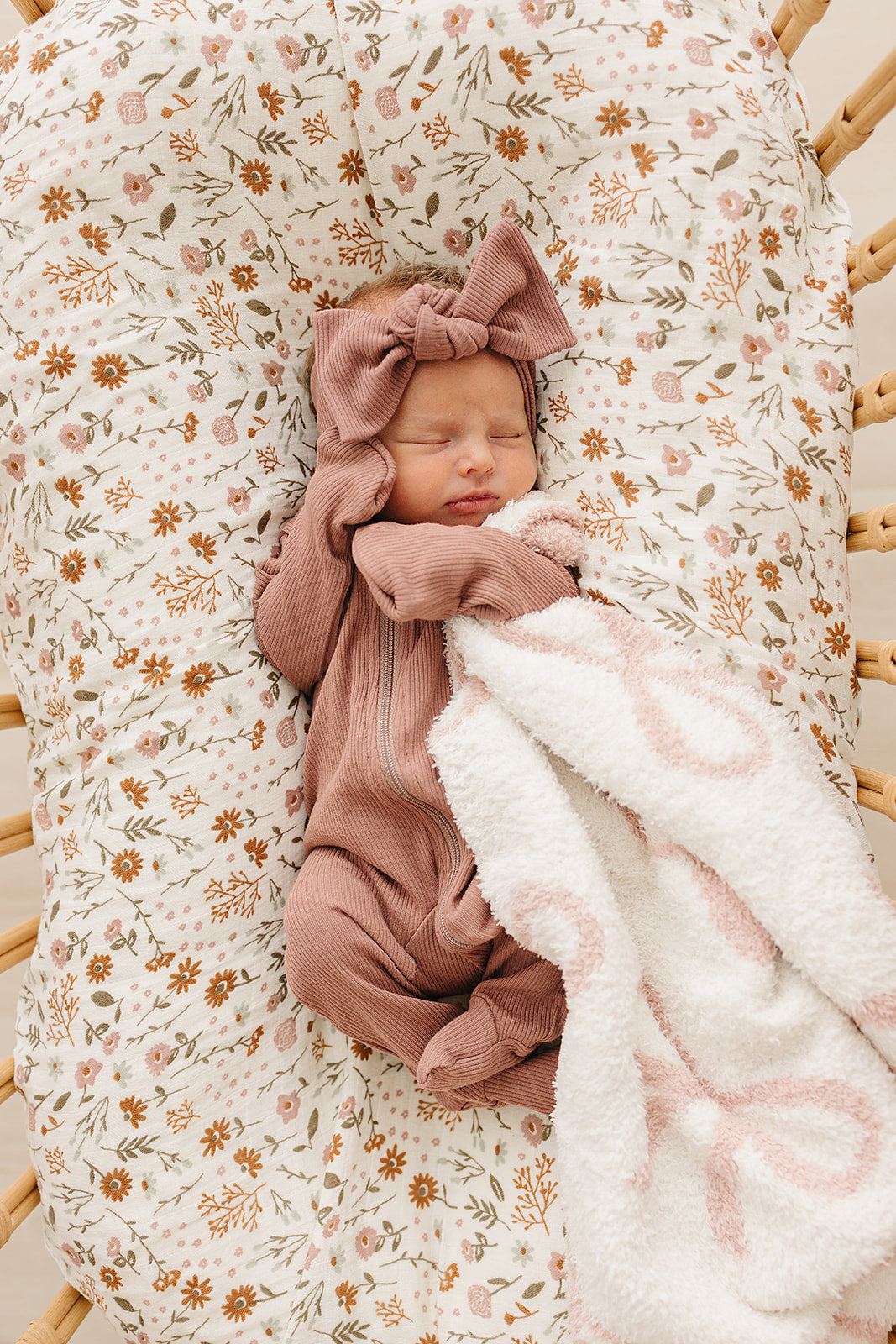 Dusty Rose Organic Cotton Ribbed Zipper Pajamas
