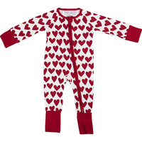 Hearts Ribbed Bamboo Zipper Romper