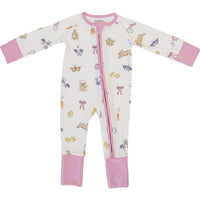 Pink Bunny Ribbed Bamboo Zipper Romper