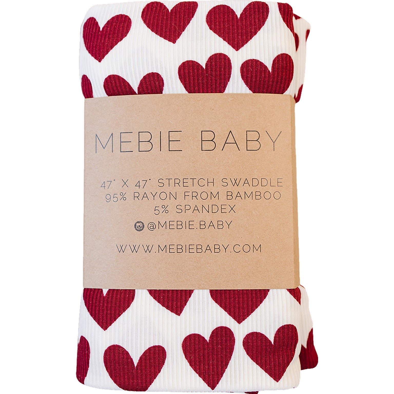 Hearts Ribbed Bamboo Stretch Swaddle Blanket