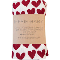 Hearts Ribbed Bamboo Stretch Swaddle Blanket