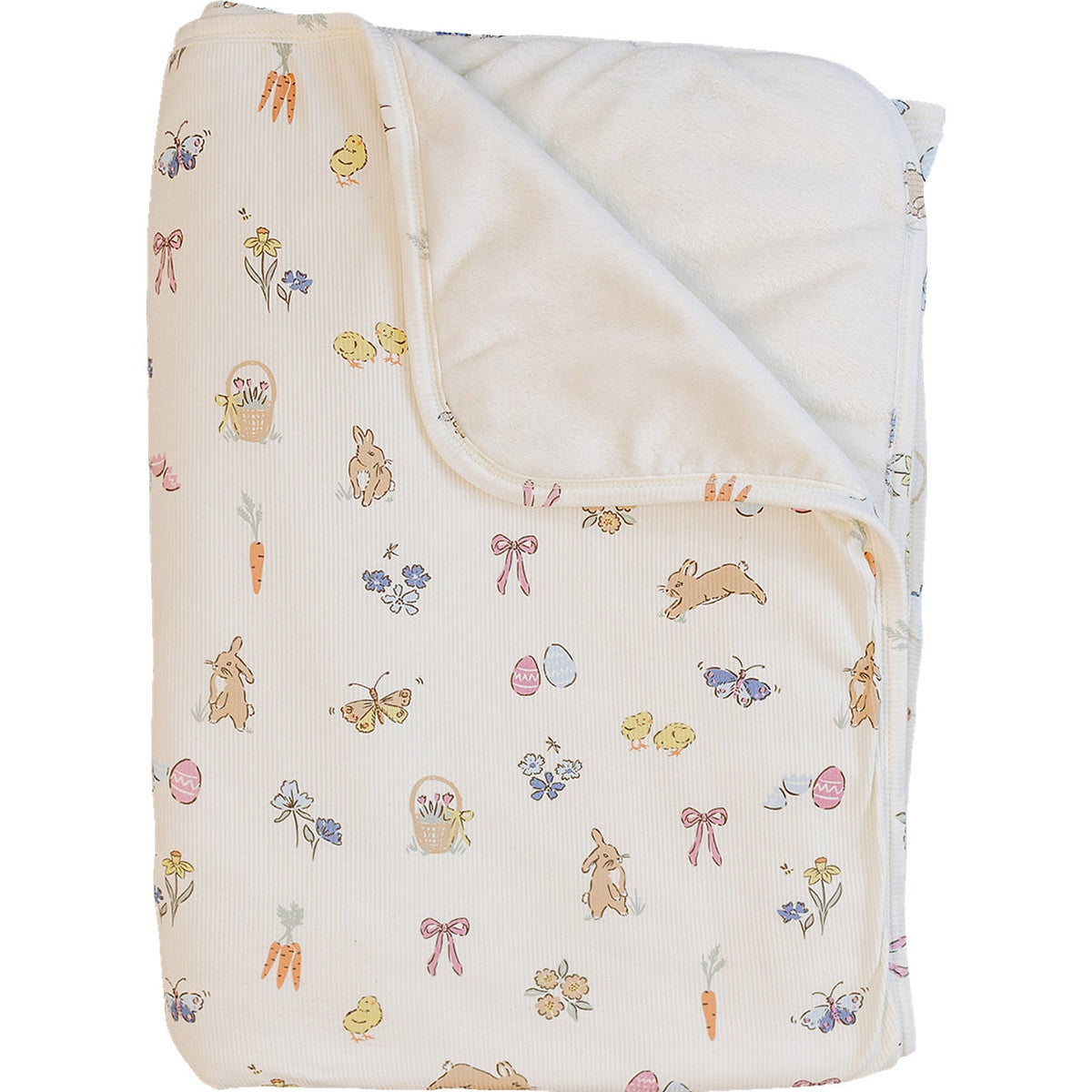 Pink Bunny Ribbed Bamboo Fleece Quilt