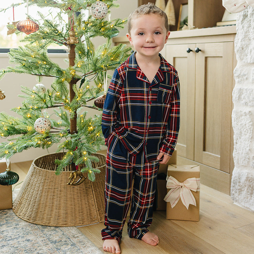 Christmas Plaid Collared Pajama Set