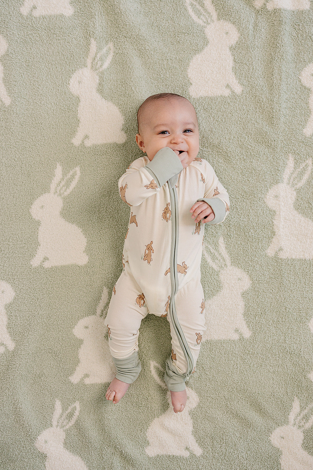 Bunny Ribbed Bamboo Zipper Romper