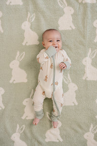 Bunny Ribbed Bamboo Zipper Romper