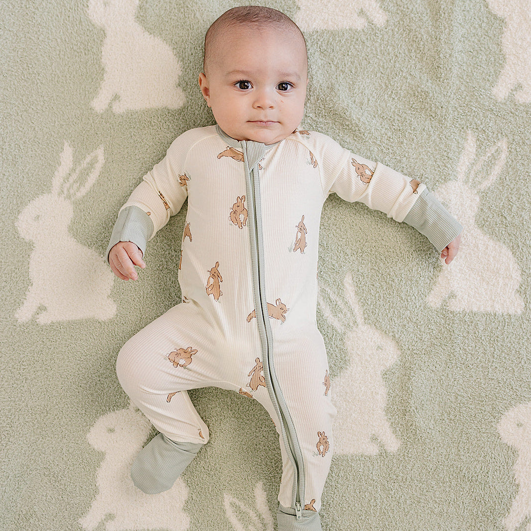 Bunny Ribbed Bamboo Zipper Romper