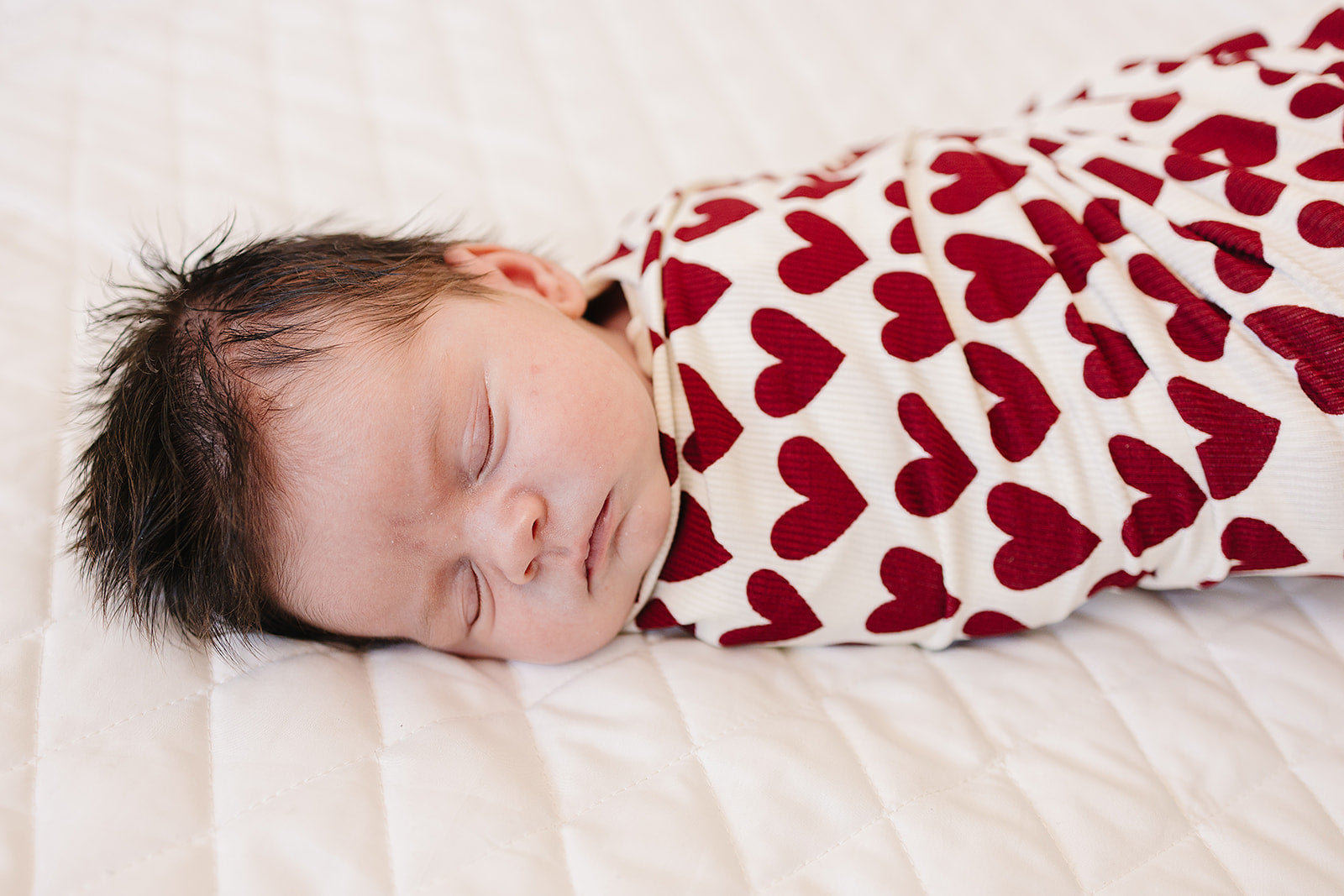 Hearts Ribbed Bamboo Stretch Swaddle Blanket