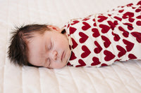 Hearts Ribbed Bamboo Stretch Swaddle Blanket