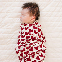 Hearts Ribbed Bamboo Stretch Swaddle Blanket