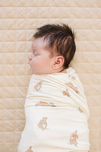 Bunny Ribbed Bamboo Stretch Swaddle Blanket