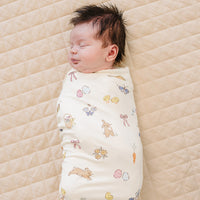 Pink Bunny Ribbed Bamboo Stretch Swaddle Blanket