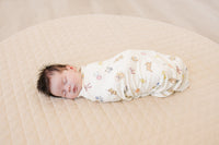 Pink Bunny Ribbed Bamboo Stretch Swaddle Blanket