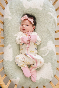 Pink Bunny Ribbed Bamboo Zipper Romper