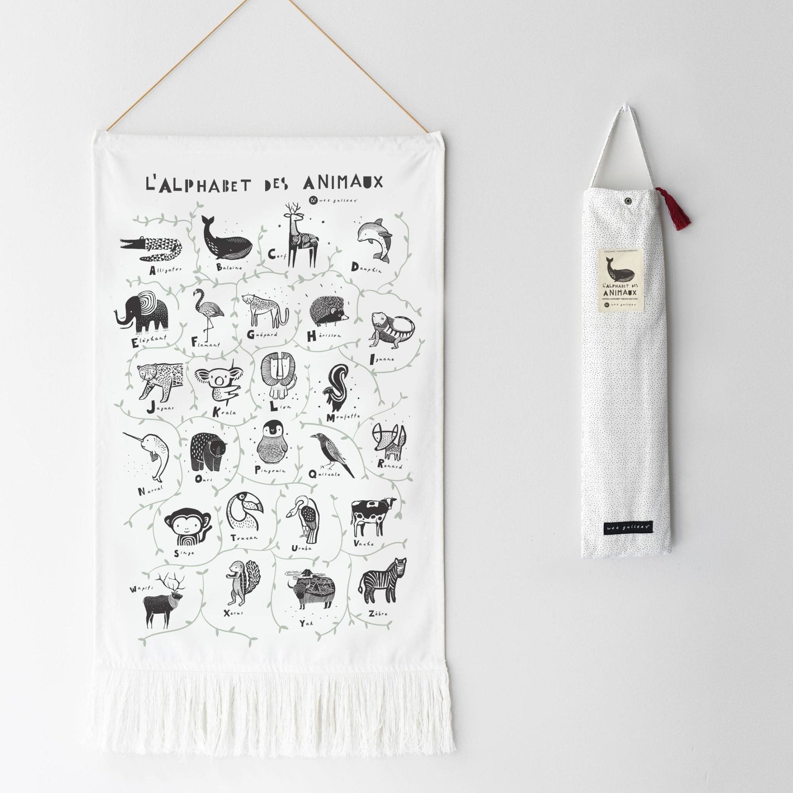 Animal French Alphabet Wall Tapestry