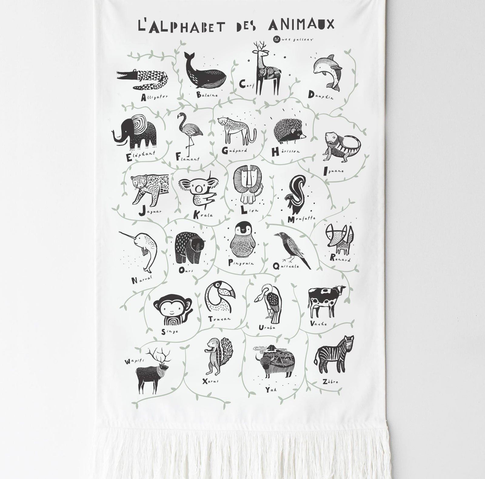 Animal French Alphabet Wall Tapestry