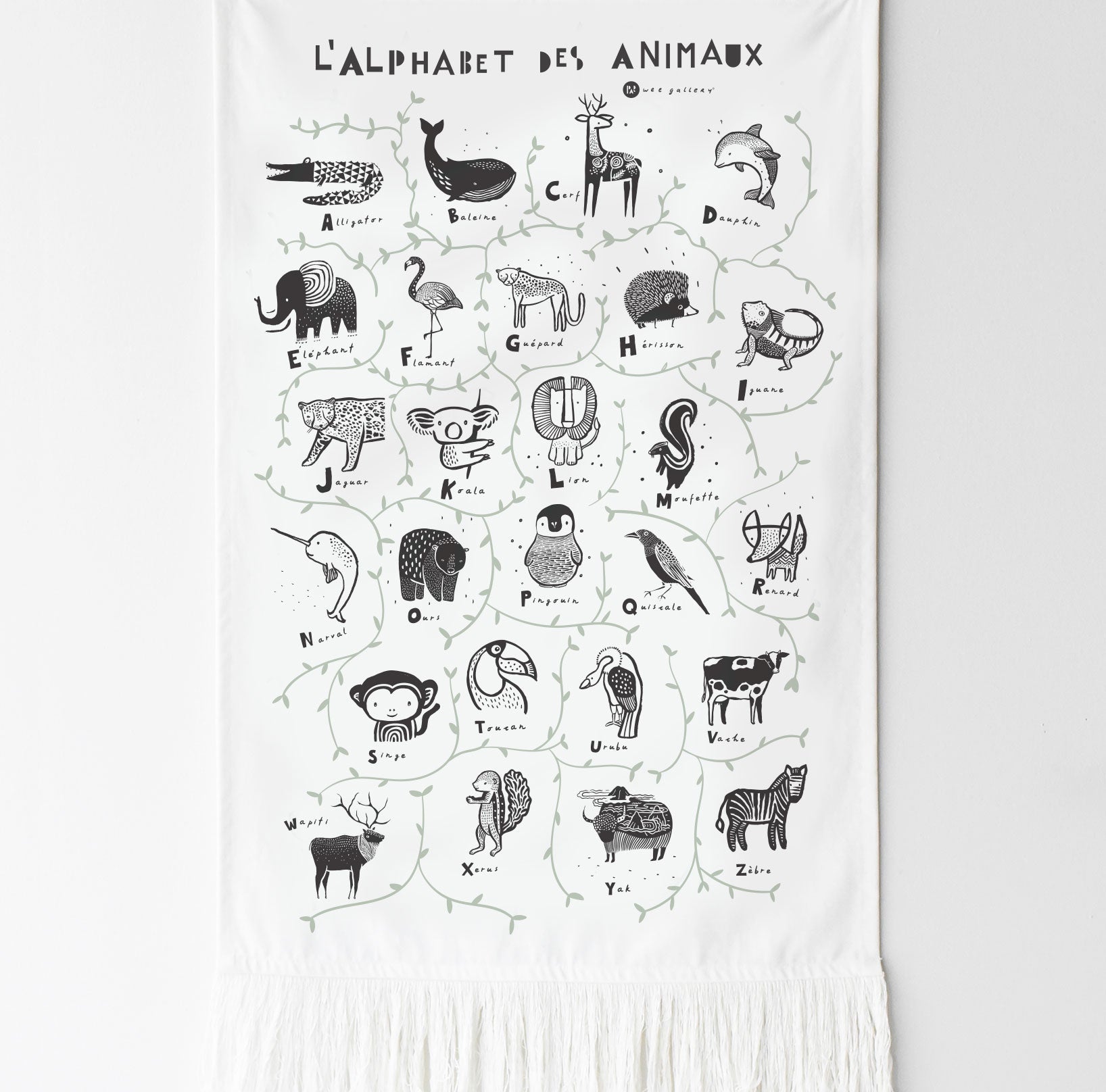 Animal French Alphabet Wall Tapestry