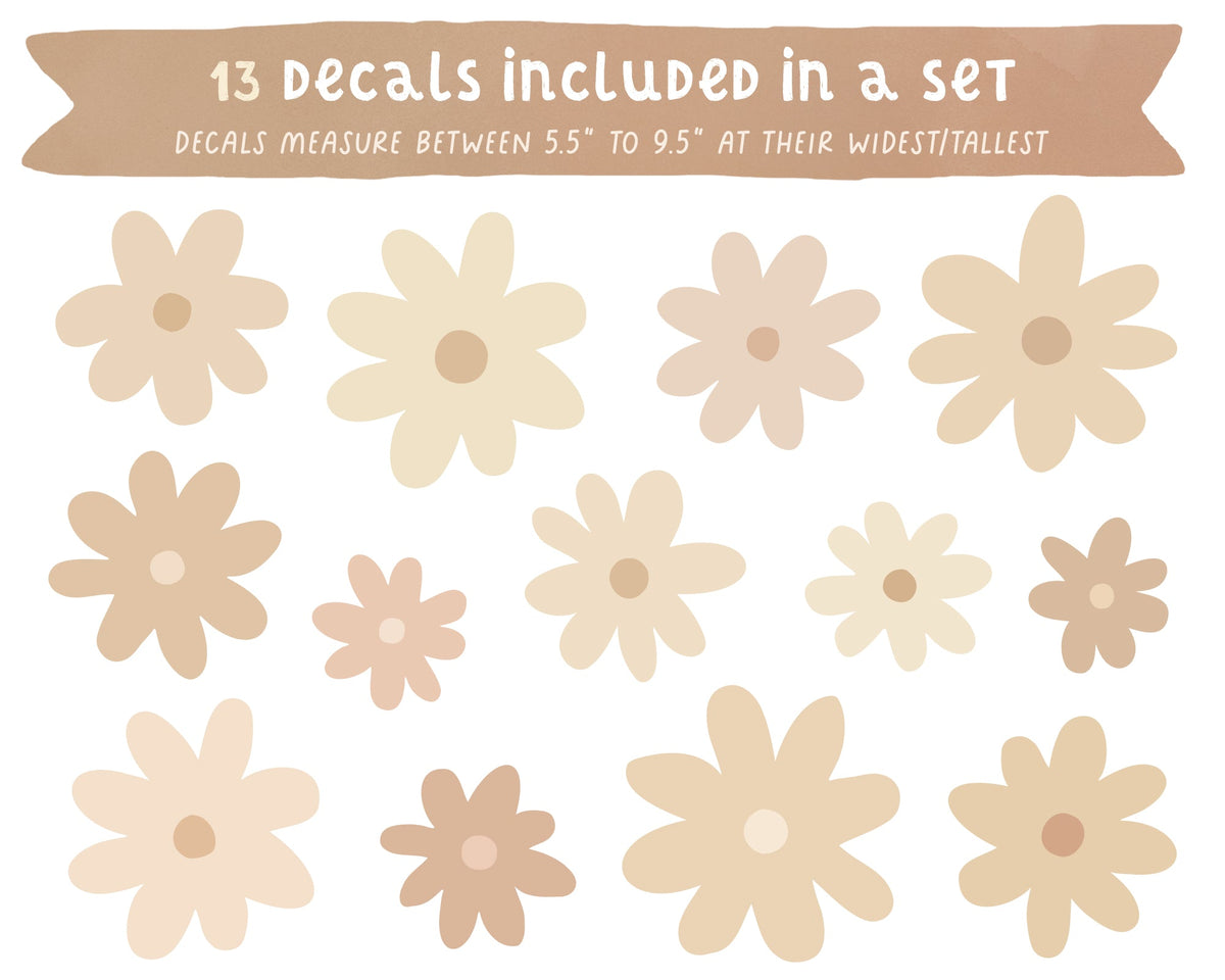 Beige Daisies Fabric Wall Decal Set