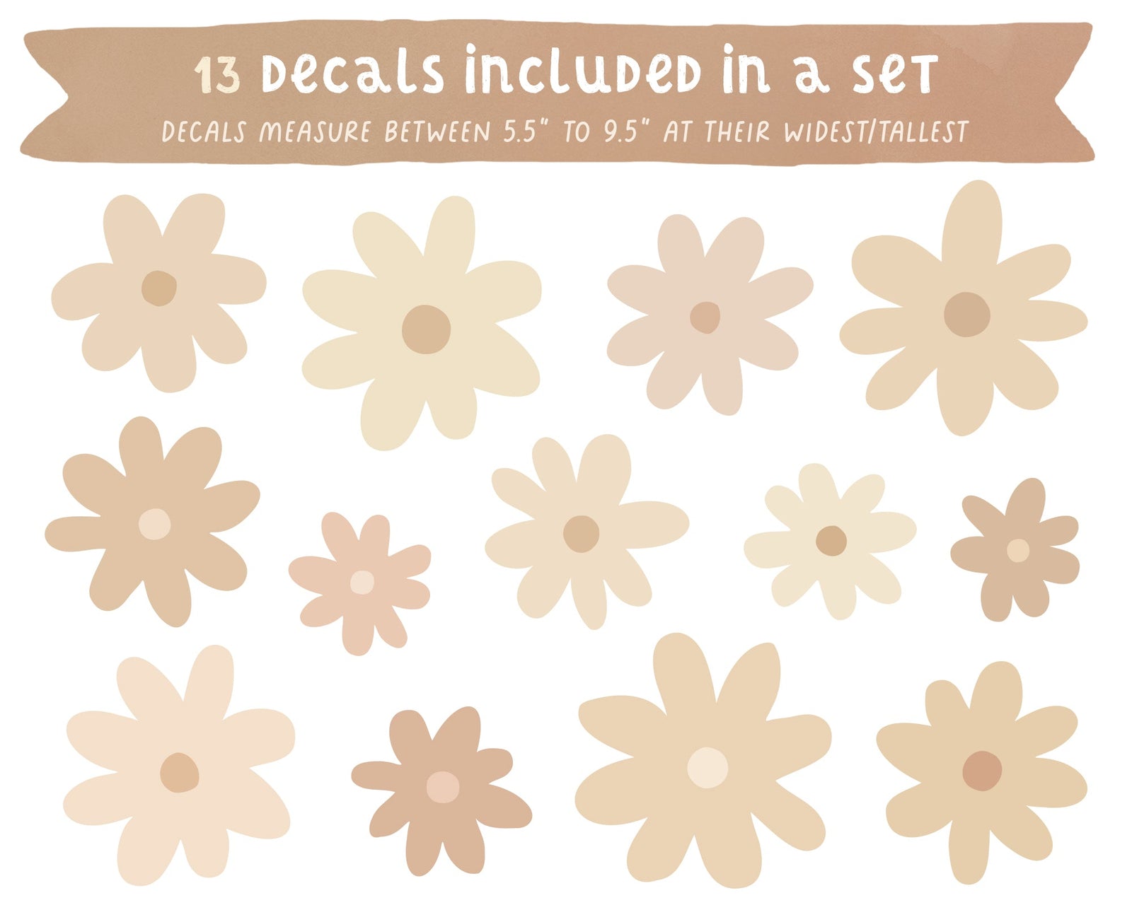 Beige Daisy Fabric Wall Decals