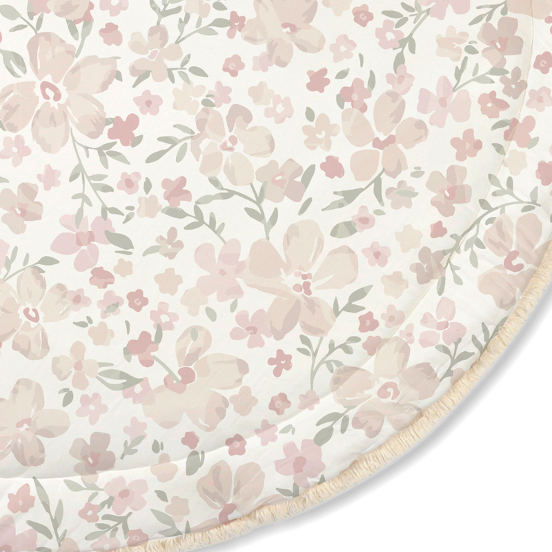 Organic Cotton Quilted Reversible Play Mat - Blossom/Ivory