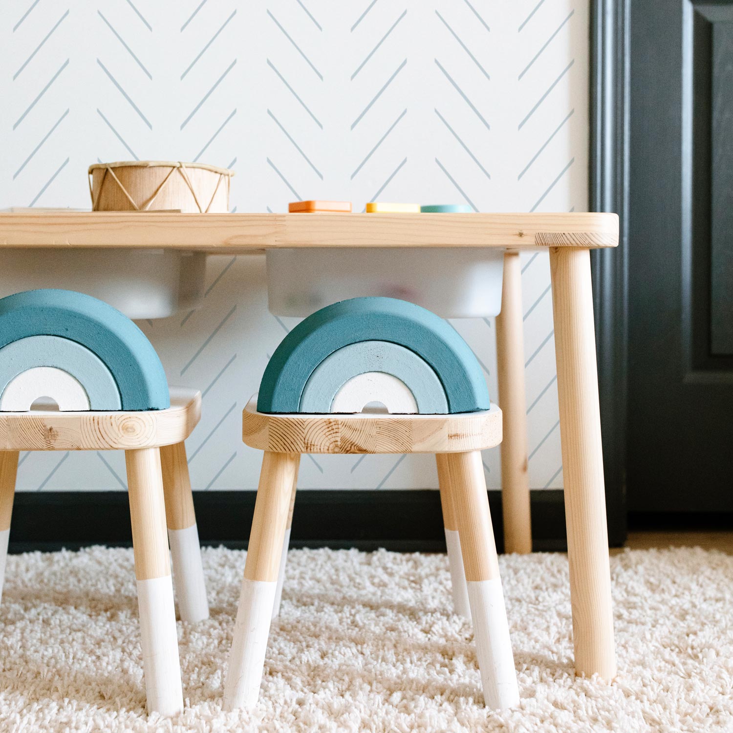 Light Blue Delicate Herringbone Wallpaper