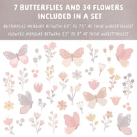 Butterfly Blossoms Fabric Wall Decal Set