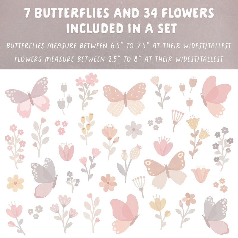 Butterfly Blossoms Fabric Wall Decal Set