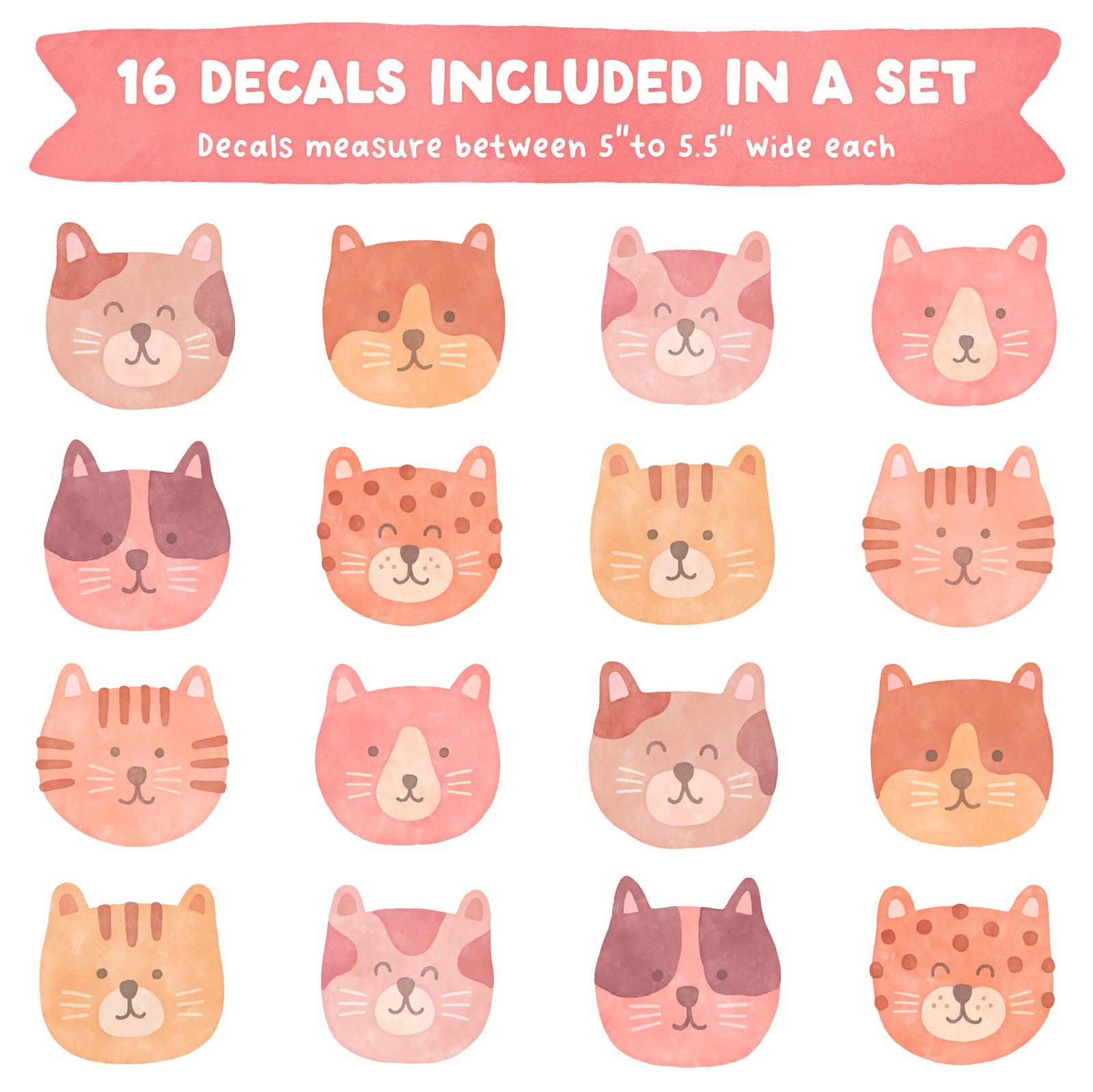 Kitty Face Fabric Wall Decals
