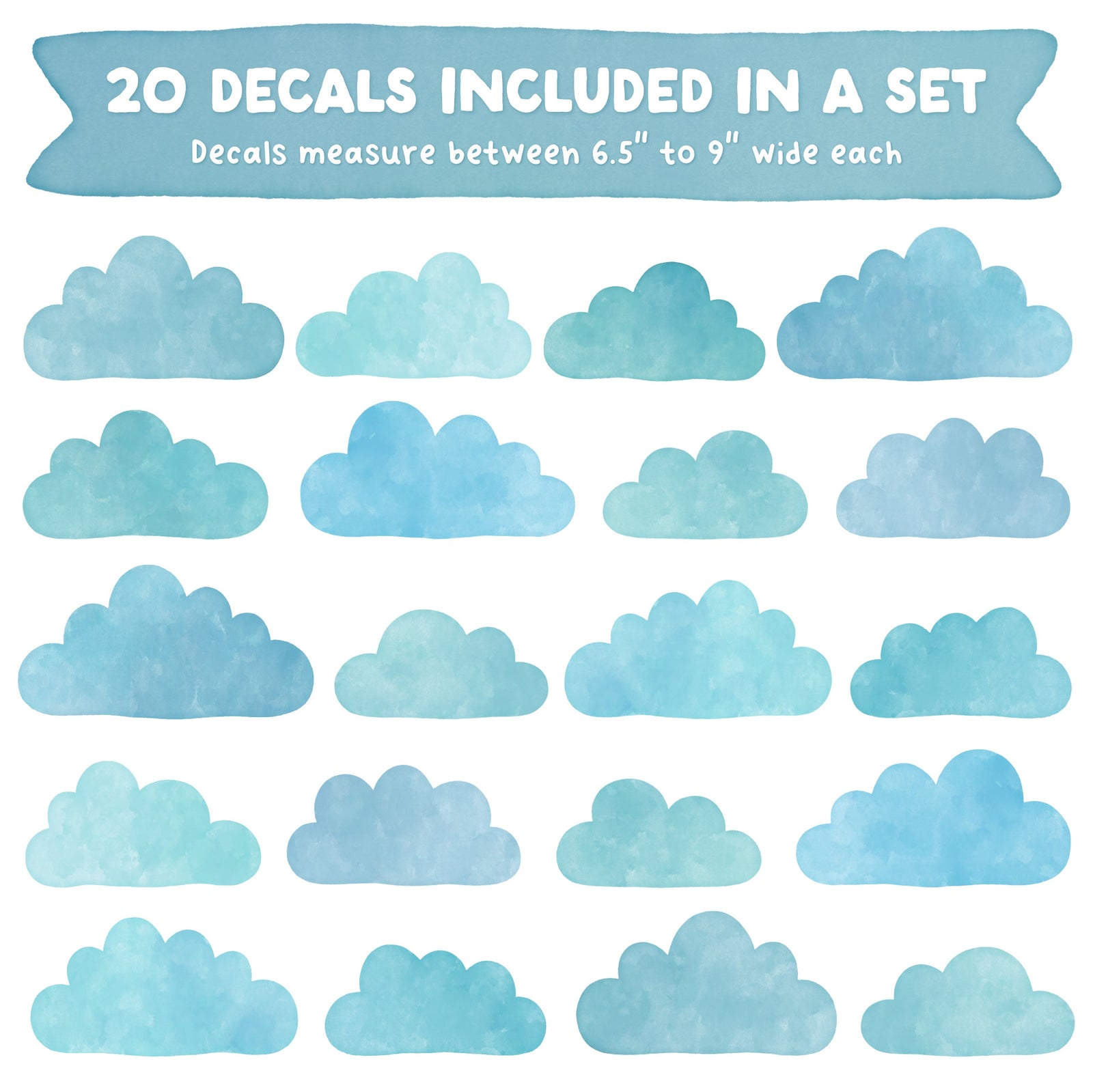 Whimsy Clouds Fabric Wall Decals - Blue