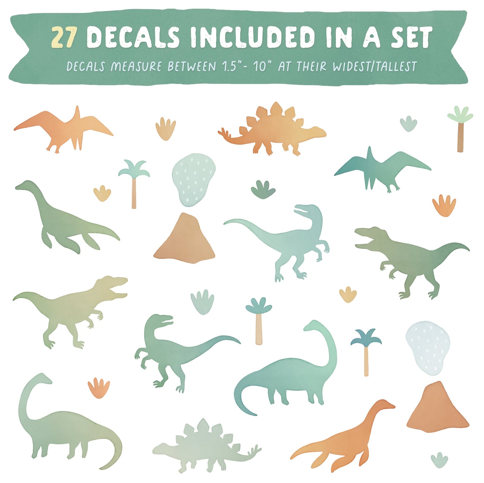 Classic Watercolor Dino Fabric Wall Decals