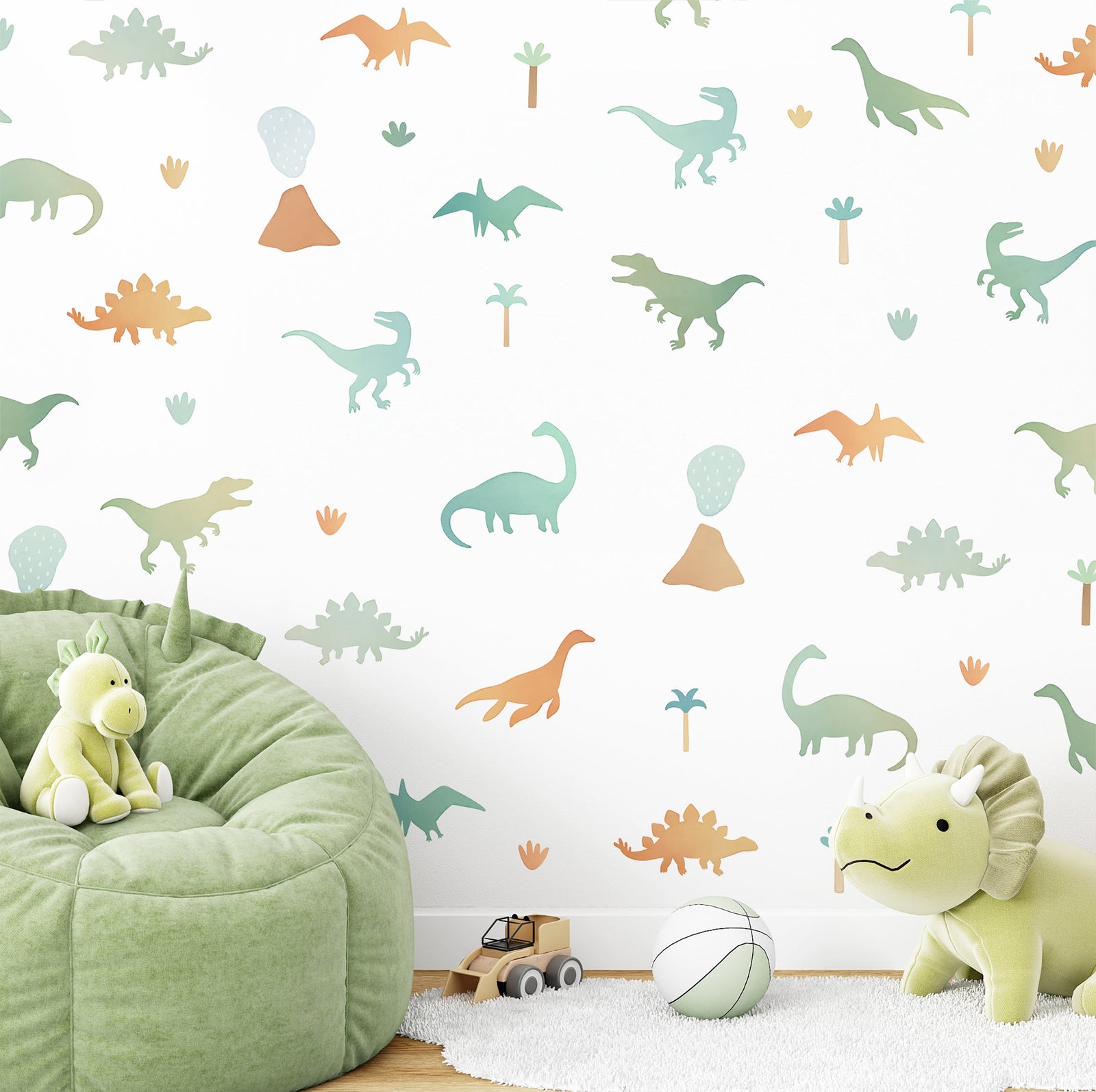 Classic Watercolor Dino Fabric Wall Decals