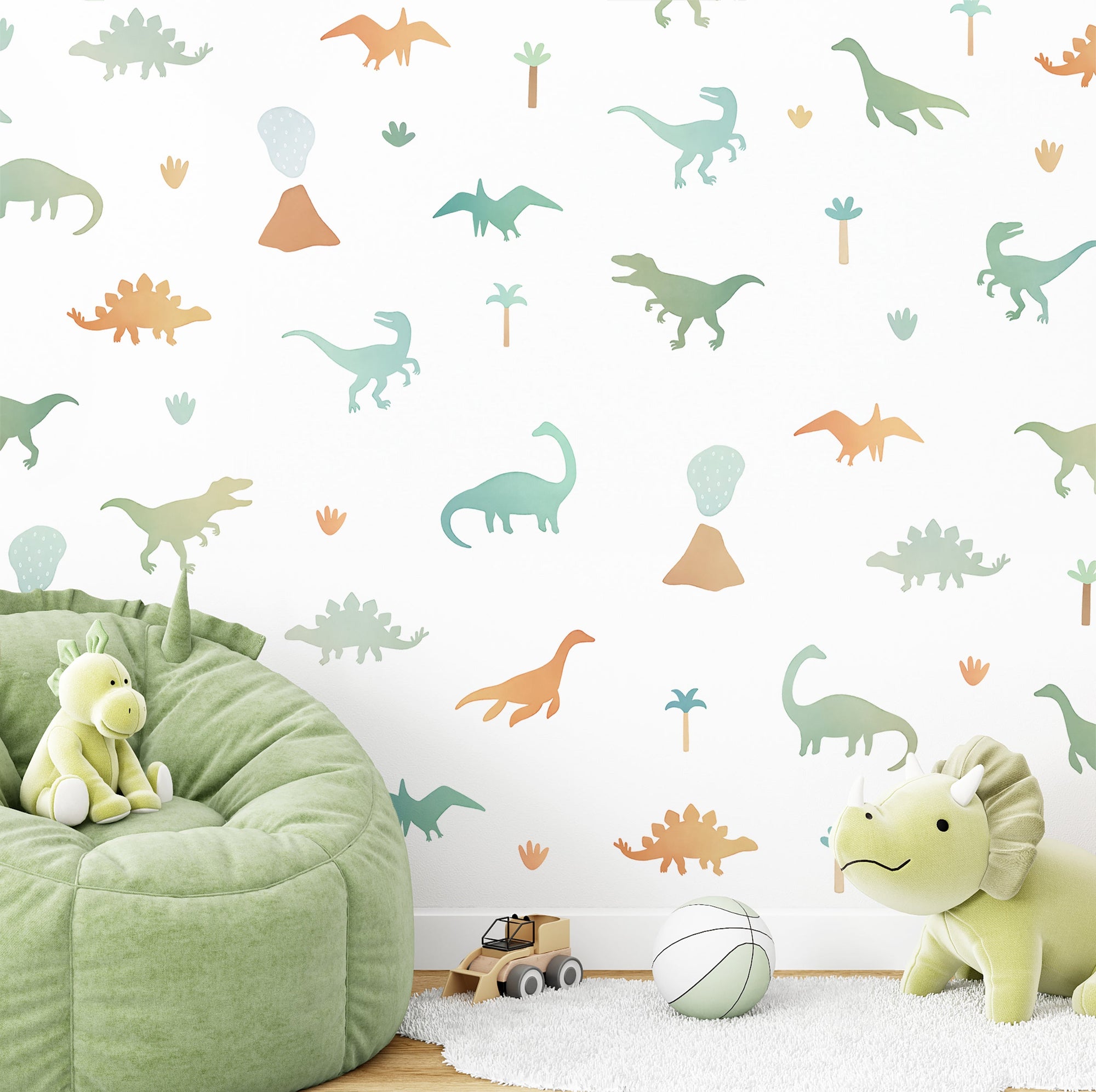 Classic Watercolor Dino Fabric Wall Decals