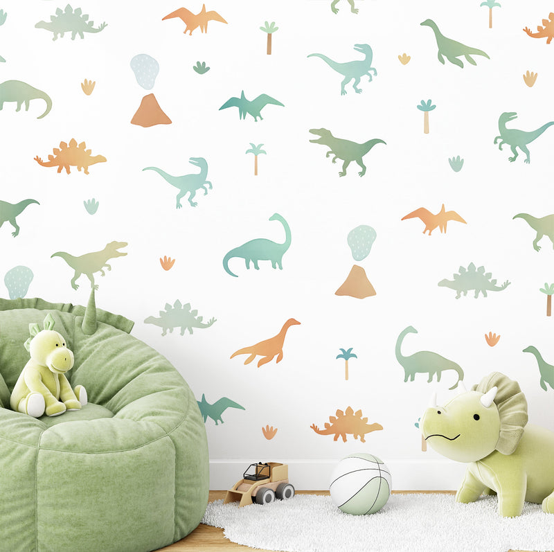 Watercolor Dinos Fabric Wall Decal Set - Classic Palette