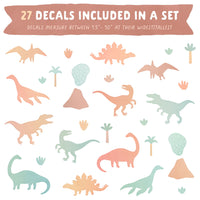 Pastel Watercolor Dinos Fabric Wall Decal Set