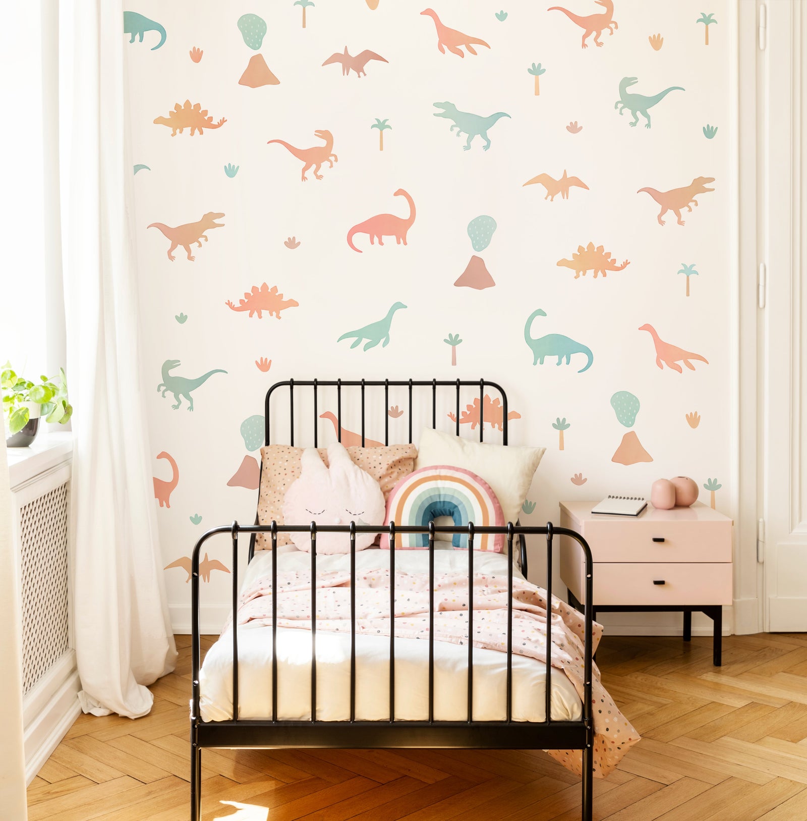 Pastel Watercolor Dino Fabric Wall Decals