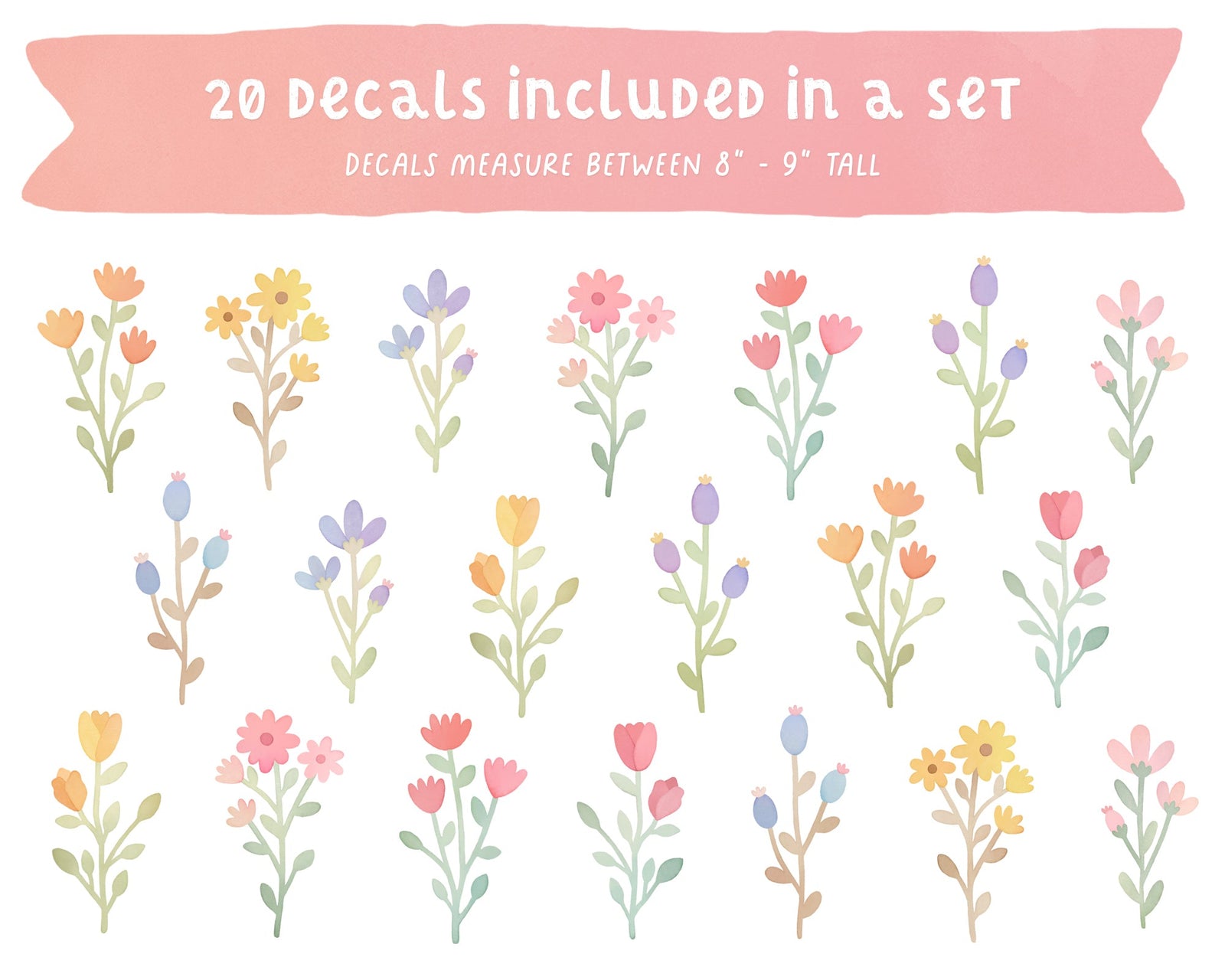 Floral Bunch Fabric Wall Decals - Pastel