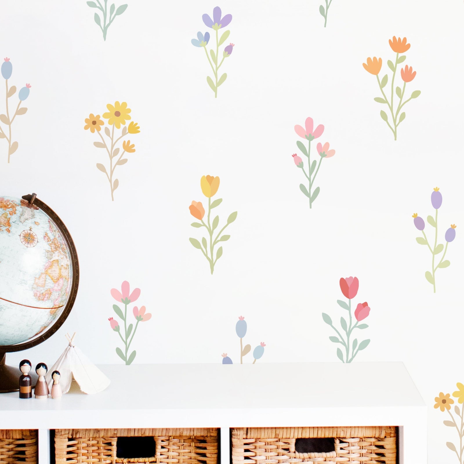Floral Bunch Fabric Wall Decals - Pastel