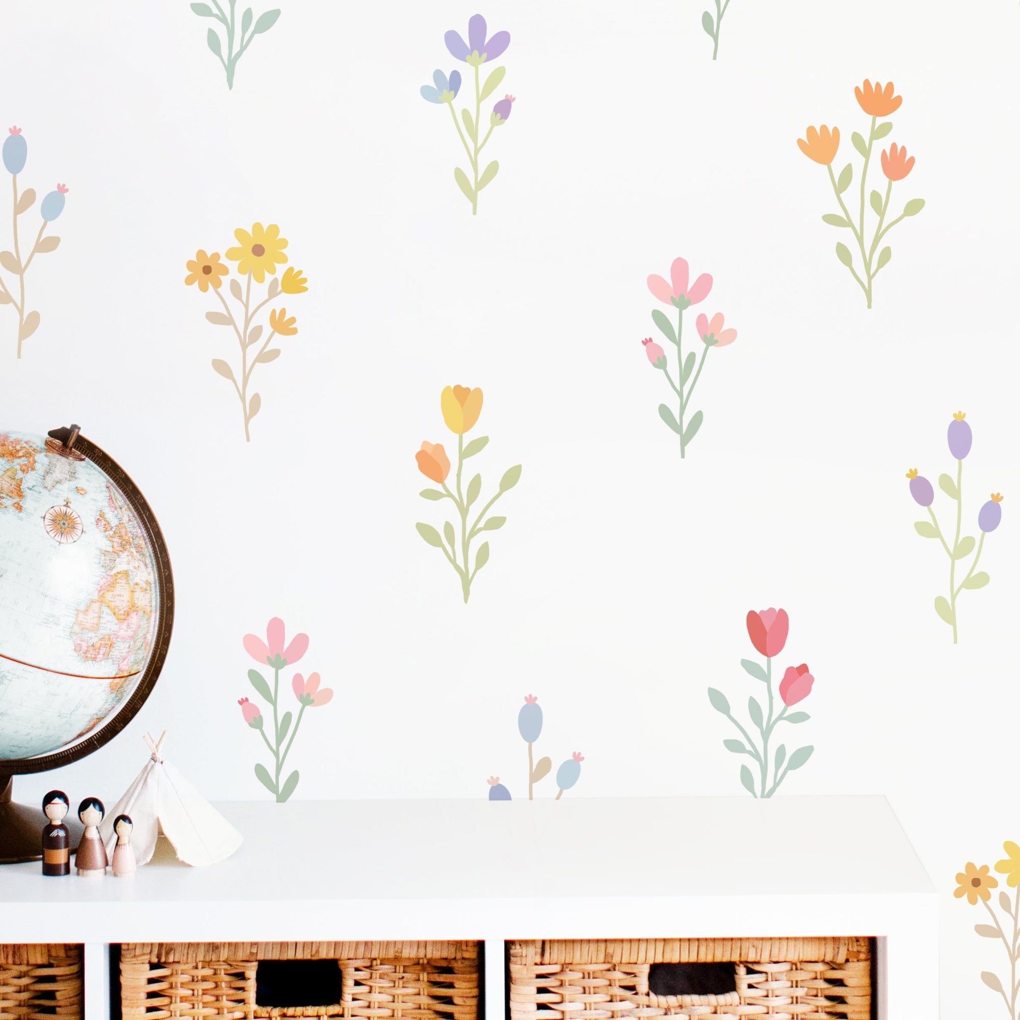 Floral Bunch Fabric Wall Decals - Pastel