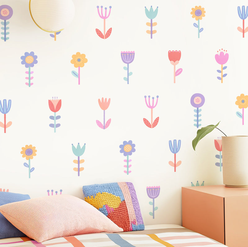 Flower Power Fabric Wall Decal Set